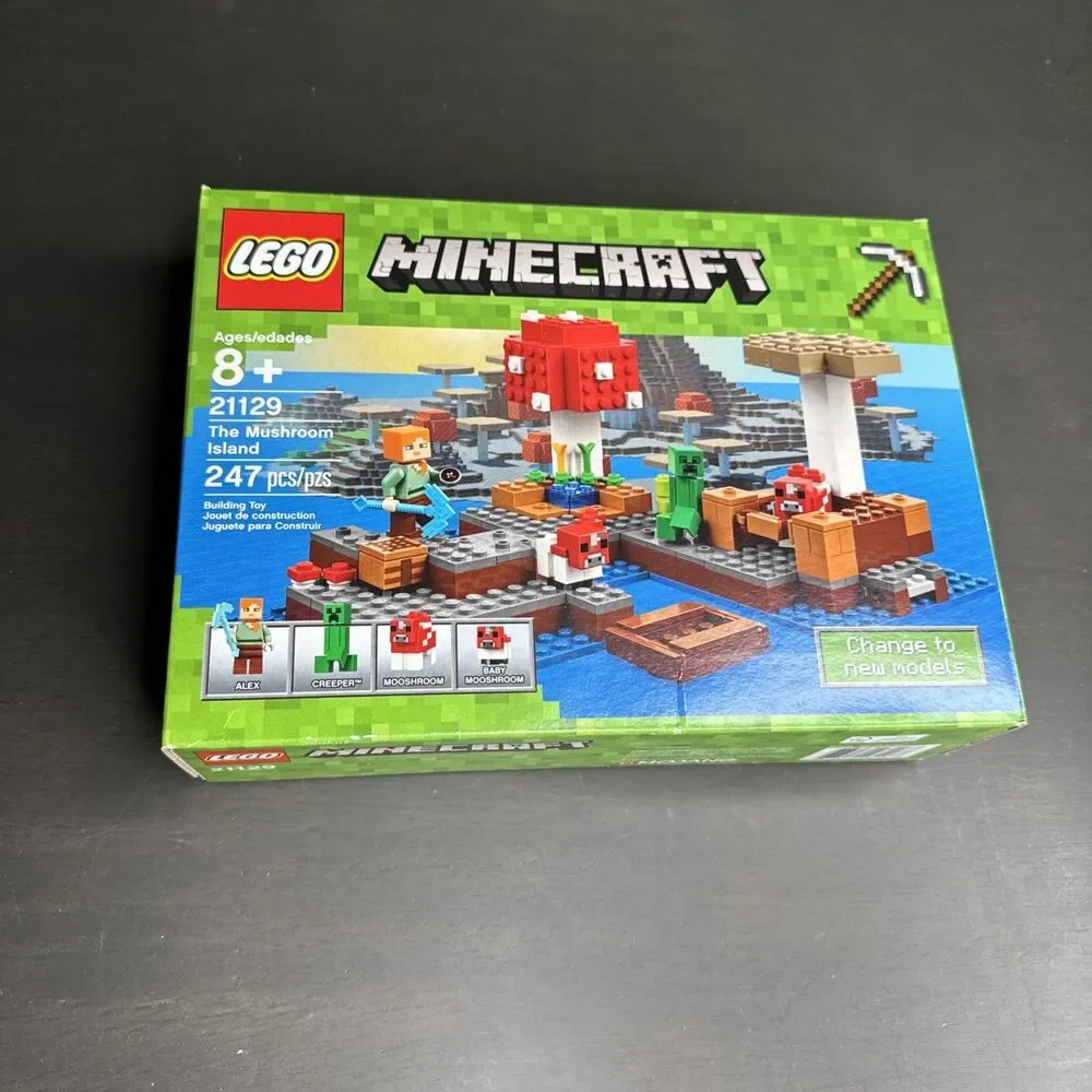 LEGO Minecraft Mushroom Island 21129  Alex/ Creeper/ Mooshroom/ Baby
